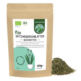 Organic Ribwort Plantain Tea 125g 4.4 oz by Alpi Nature, Ribwort Plantain Leaves Dried, Loose Leaf Tea, Ribwort Herb for Preparation of Ribwort Tea and Herbal Tea