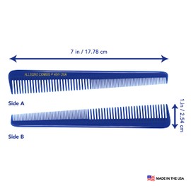 Allegro Combs #450 Tapered Hair Combs Barber Combs Hair Cutting Hairstylist Women's Combs Men's Combs 12 Units (Royal Blue)