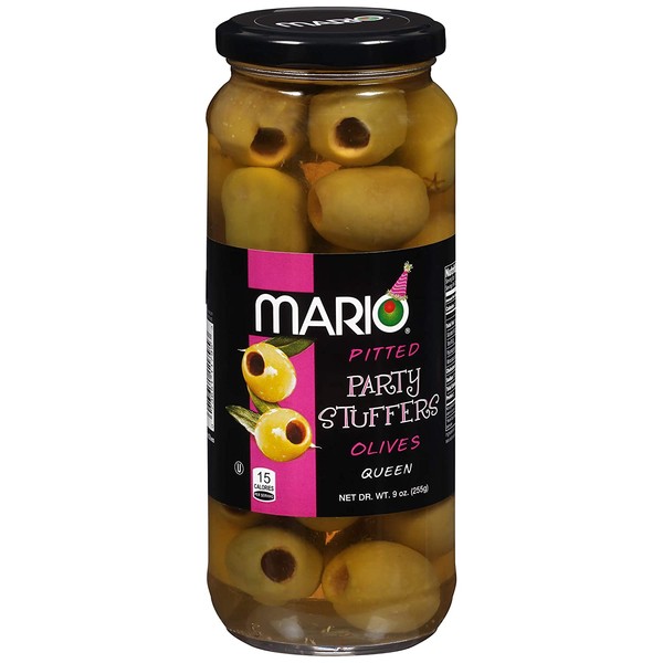 Mario Camacho Foods Pitted Queen Party Colossal Olives, 9 Ounce