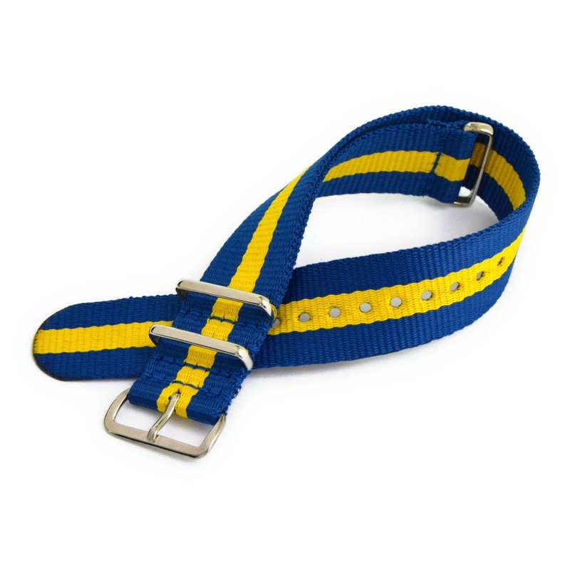 CASSIS[カシス] ナイロン 時計ベルト TYPE NATO タイプナトー 22mm ブルーxイエロー 交換用工具付き #141.601T334022