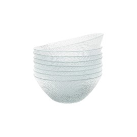 Vikko Elegant Textured Glass Salad Bowls - Set of 6, 6.5 Inch, Stackable, Dishwasher Safe