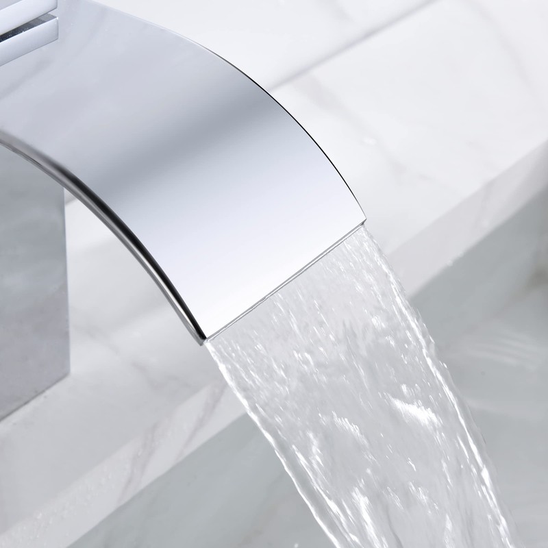 SUMERAIN 3 Hole Deck Mount Roman Tub Faucet Waterfall Bath