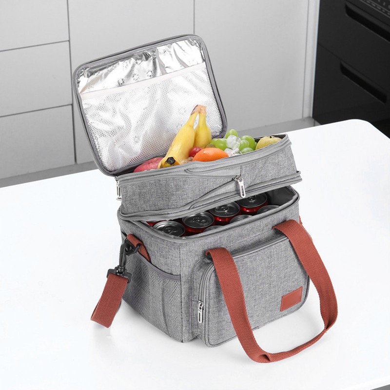 Insulated Lunch Bag 2 Layer Leakproof 14L Large Capacity Handheld