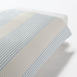 無印良品 綿 サッカー織 掛ふとんカバー・シングル 150×210cm用・ブルーストライプ 76400318