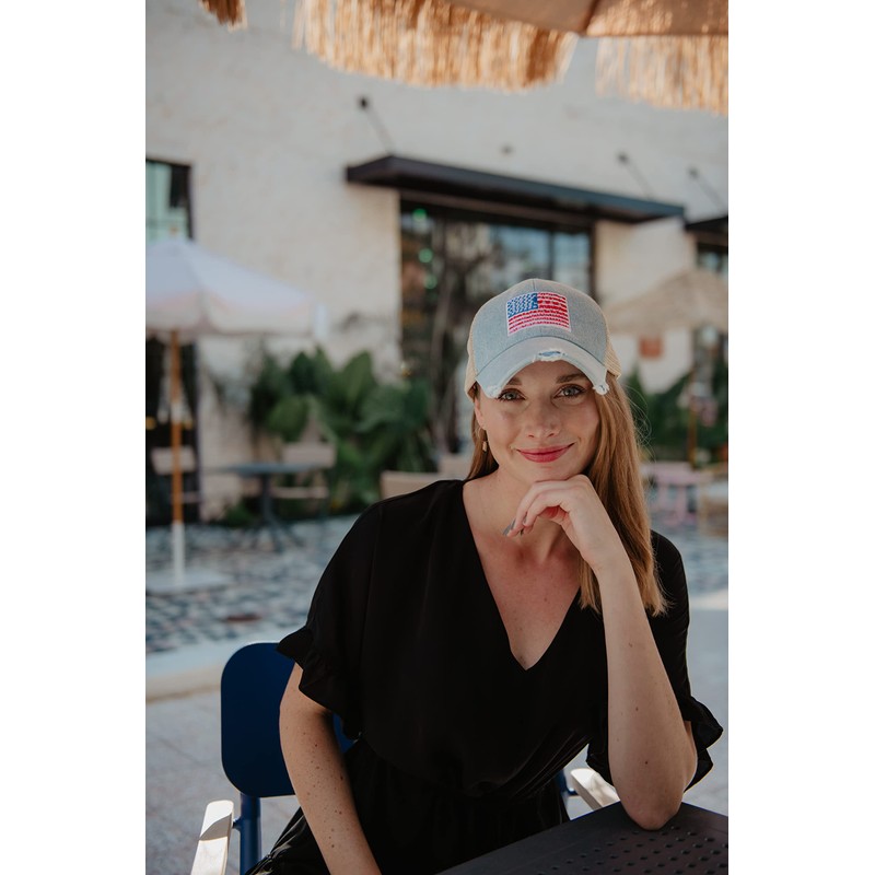 KATYDID American Flag Trucker Hat (Denim)