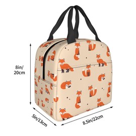 Vintage Cute Little Red Fox Lunch Bag for Women & Men, Insulated Lunch Box Cooler Tote Bags, Adult Reusable Lunch Boxes with Water Resistant for Work, Travel and Picnic