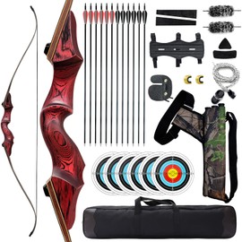 60 Inch Black Hunter Recurve Bow 20-60lbs Bow and Arrow Set with Bow Bag and Arrow Quiver Right Hand Archery Set Adult Beginner Hunting Shooting (35LBS)