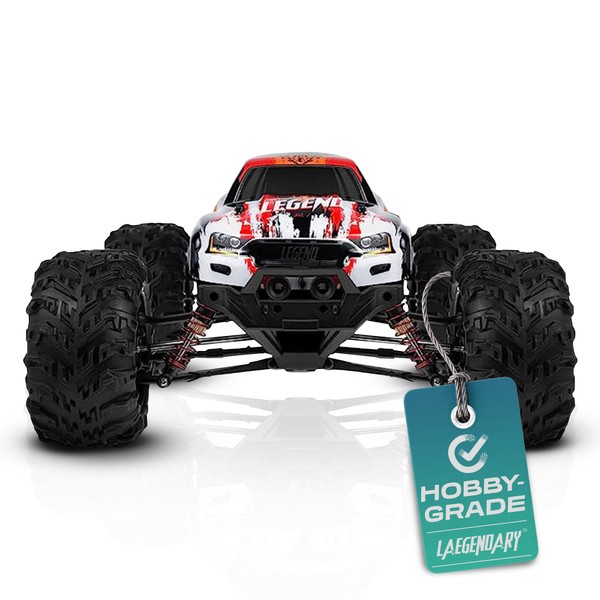 LAEGENDARY Remote Control Car, Hobby Grade RC Car 1:10 Scale Brushed Motor with Two Batteries, 4x4 Off-Road Waterproof RC Truck, Fast RC Cars for Adults, RC Cars, Remote Control Truck