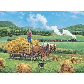 Bits and Pieces - 300 Piece Jigsaw Puzzle for Adults - 18" x 24" - Whistle on The Wind - 300 pc Large Piece Farm Horses Jigsaw by John Sloane
