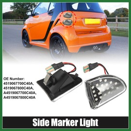 Motoforti 1 Pair Car Markers Accessories Side Marker Lights Turn Signal Light Assembly 4519067700C40A A4519067700C40A for Smart Fortwo 2008-2016 Clear Long-lasting