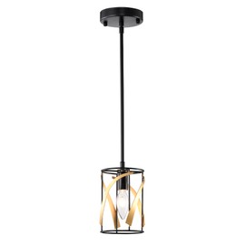 Warehouse of Tiffany Sana 5 Inch Matte Black and Gold Single Light Pendant