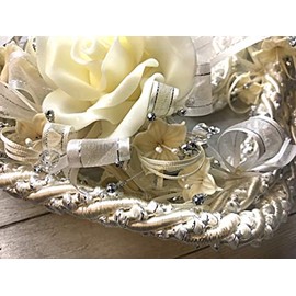 OOKI- Wedding Love Rope, with Flowers & Glitter Rhinestone. Traditional Wedding Lasso/Lazo de boda. (Ivory)