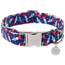 Dog Patriotic Collar, 4th of July, American Flag Dog Collar for Boy Girl Puppy, with Metal Buckle, M