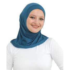 Prien Sport Instant Hijab For Women, Muslim Cotton Turban, Soft Head Scarf, Ready To Wear Hijabs Prayer Clothes, Islamic Wear (Turquoise)