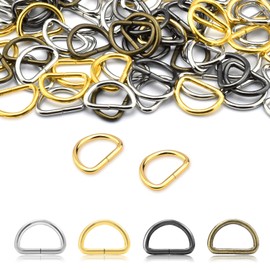 100 Pack 3/8" D Ring Metal Strap Sewing Hardware Buckles Accessories for Purse Bags Crafts Making Collars DIY Supplies (Multicolor)
