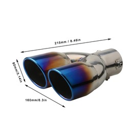 idain 2.5 inch Inlet Dual Exhaust Tip Stainless Steel Polished Muffler Tail Universal Bolt-On Double Outlet Tail Pipe (Blue,Straight)