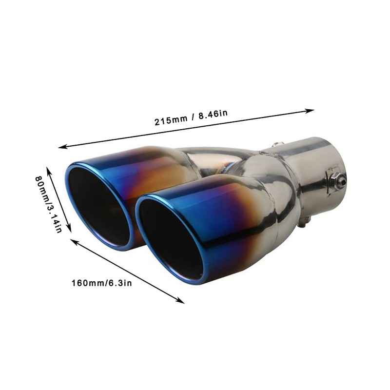 idain 2.5 inch Inlet Dual Exhaust Tip Stainless Steel Polished