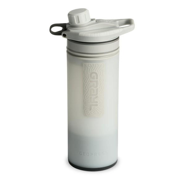 GRAYL GeoPress 710 ml Outdoor Water Filter Drinking Water I Eliminates 99.99% of All Bacteria and Viruses I Perfect for Camping, Survival and Travel (Peak White)