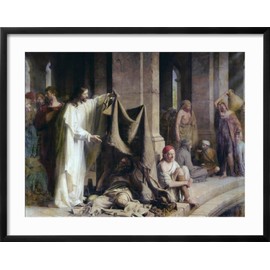 ART.COM Framed Wall Art Prints The Pool of Bethesda by Carl Bloch, Religion & Spirituality Decor, 24" x 18", Black Frame with White Mat