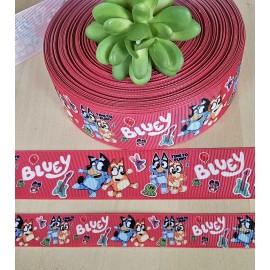 Unbranded 7/8 & 1.5" (1 YD) Blue Dog Grosgrain Ribbon Character Hair Bow Ribbon - 7/8 inch