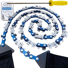36 Inch Pocket Chainsaw Hand Chain Saw with Sharpening File & Plastic Storage Box, Portable Chain Saw Cutting Tool for Camping, Hiking, Backpacking, Survival & Tree Trimming