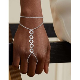 Wovanoo Chain Bracelets for Women Gold Silver Plated Hand Chain Bracelet Adjustable Finger Ring Link Bracelet Silver 1