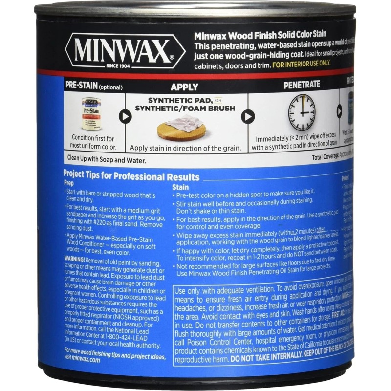 Minwax 10851 True Black Wood Finish Water-Based Solid Color Stain
