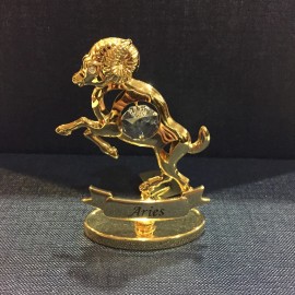 Zodiac Gold Plated Zodiac Figurine W/Crystal - Aries, Capricorn, Scorpio, Taurus + More