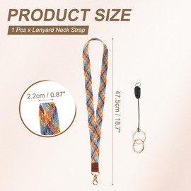 PATIKIL Elastic Lanyard for Keys, Cute Keychain Neck Lanyard for Women Men Teacher Long Keychain Braid Strap for ID Badge Wallet Phone Card Business Office, Colorful Purple