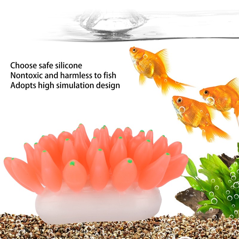 Aquarium Artificial Silicone Decoration Fish Tank Simulation Silicone Coral OrnamentRed