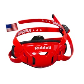 Green Gridiron Riddell SpeedFlex Hard Cup Cam-Loc Chinstrap + US Flag Helmet Decal (Medium, Scarlet Red)