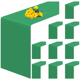 10 Pack Polyester Table Runner 12 x 72 inch Green Thick Table Runner for Wedding Birthday Party Hotel Restaurant Banquet
