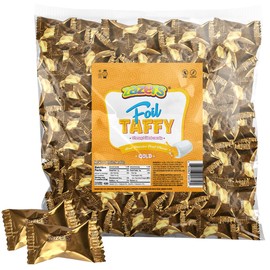 Gold Foils Chewy Filled Candy, 1-Pound Bag of Gold Color Themed Kosher Candies Individually Wrapped Passion Fruit-Flavored Taffies (NET WT 454g, About 112 Pieces)