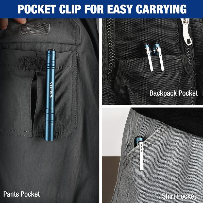 WORKPRO LED Pen Light, Aluminum Pen Flashlights, Pocket Flashlight with