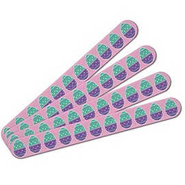 Cute Easter Egg Turquoise Purple Polka Dots Double-Sided Nail File Emery Board Set 4 Pack