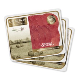 Bresaola Punta d'Anca Salumi Pasini® | 3 Pre-Sliced Trays | 70 gr Each | Gluten and Lactose Free