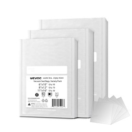 Wevac 6" x 10", 8" x 12" and 11" x 16", 150 Count, Vacuum Sealer Bags for Food Saver, Seal a Meal, Weston, Commercial Grade, BPA Free, Heavy Duty, Great for Vac Storage, Meal Prep and Sous Vide