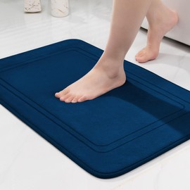 chakme Non-Slip Bath Mat, Bathroom Rug, Soft Bath Mat, Absorbent Bath Mat, Shower Mat, Floor Mat for Bathroom, Blue, 43 x 61 cm
