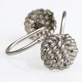 Popkozzi Ganchos Decorativos para Cortina de regadera: Anillos de Cortina de Ducha de Metal de níquel Cepillado a Prueba de óxido, Ganchos de Cortina de Ducha de Plata náutica Bohemios, Juego de 12