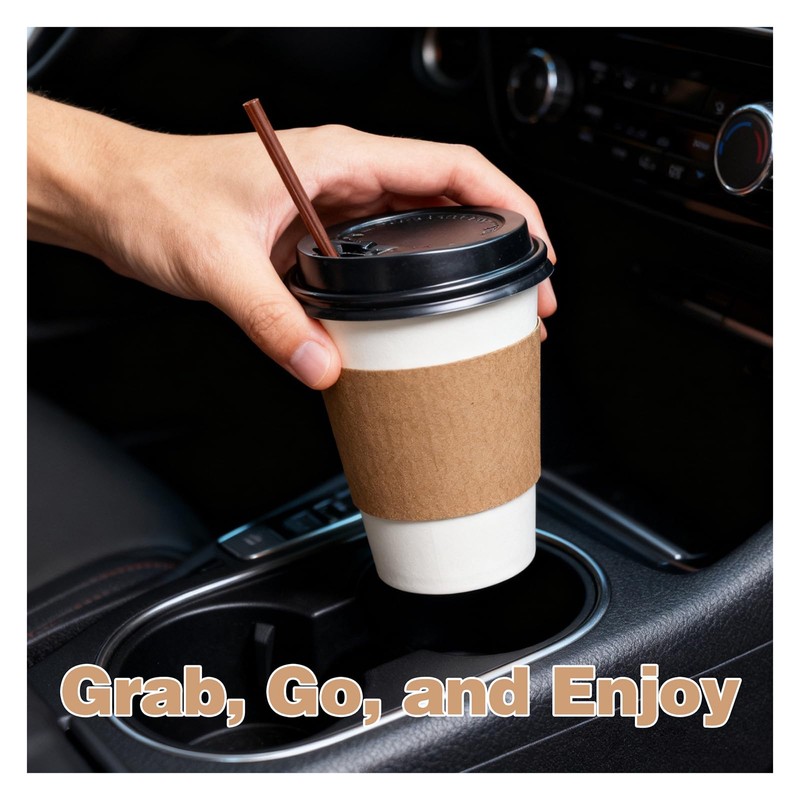 KAWALLO 100 Pack Paper Coffee Cups Set, 12oz White Disposable