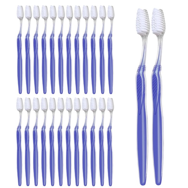 ZSYAYUNA 100 Pack Blue Handle Toothbrushes, Bulk Toothbrush Individually Wrapped,