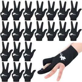 20 Pcs Billiard Pool Gloves Three Fingers Billiard Gloves Left and Right Hand Universal Cue Sports Gloves for Women Men Billiard Shooters Accessories (Black)