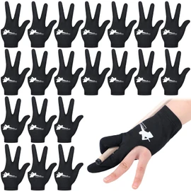 20 Pcs Billiard Pool Gloves Three Fingers Billiard Gloves Left and Right Hand Universal Cue Sports Gloves for Women Men Billiard Shooters Accessories (Black)
