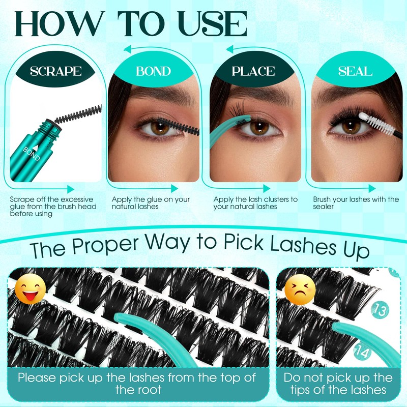 Individual Eyelashes, 100D DIY Cluster Eyelashes, 0.07 D Curl, 10-18