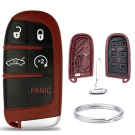 EJOAOJE Replacement for Jeep Key Fob Shell Cover fits for Jeep Grand Cherokee Compass Dodge Dart Durango Journey Chrysler 300 Keyless Entry Key Fob Case (CAR Red)