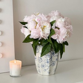 Blue and White Vase, Vintage Blue Ceramic Flower Vase, Chinoiserie Vase for Centerpiece, Porcelain Decorative Vase for Table Shelf Home Decor