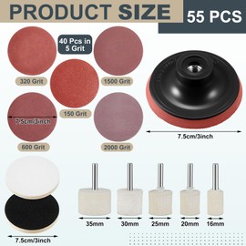Teenyyou 55 Pcs Glass Polishing Kit Windshield Scratch Repair Kit Car Windscreen Glass Scratch Remover 120g Cerium Oxide Powder Wheels Polish Pads Sandpaper Window Repair Tool for Car Windscreen