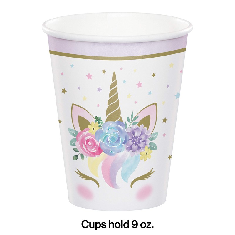 Creative Party PC343968 Floral Unicorn Baby Paper Cups-8 Pcs