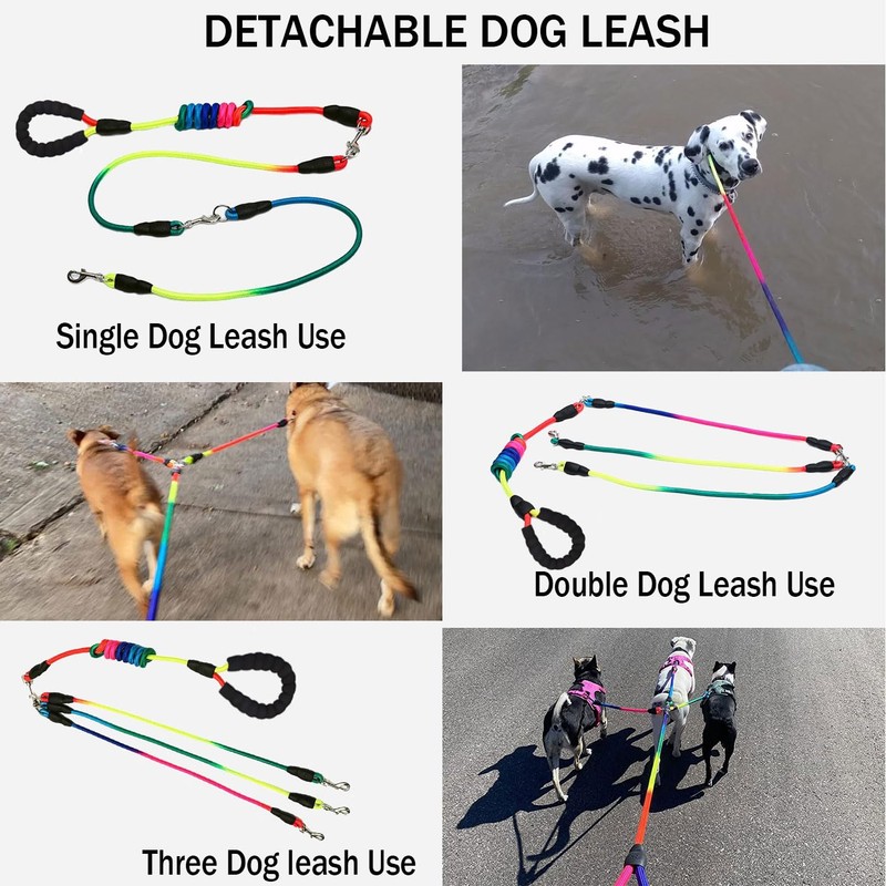 Heavy Duty 3 Dog Leash for Large Dogs No Tangle