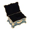 Royalblue Rhinestone Jewelry Box Ring Retro Flower Engraved Earrings Necklace